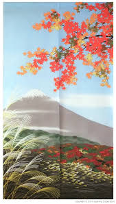 Four Seasons Mt Fuji Autumn 33 1 2 W X 59 H Deep 100 Polyester See Through Fabric Japanese Handmade Crafts Shop Nipponcraft