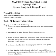 Mac 110 System Analysis Design Spring I2019 Syst