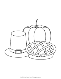The tombow 1500 colored pencils are the perfect medium for these coloring pages. Pilgrim Hat Pumpkin And Pie Coloring Page Free Printable Pdf From Primarygames
