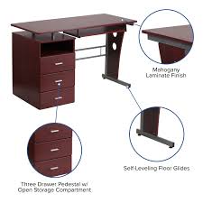See all condition definitions : Computer Desk With Three Drawer Single Pedestal And Pull Out Keyboard Tray On Sale Overstock 10601667