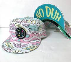 Maui Sons Retro Flip Up Brim Hat Pastel Pink White Beach 90s Vtg Snapback No Duh Mauisons Baseballcap Retro Beach Shirts Maui Sons