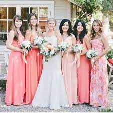 Tap Photo For Designer Details Follow My Favorite Accounts On Instagram Wedd Coral Bridesmaid Dresses Peach Bridesmaid Dresses Different Bridesmaid Dresses