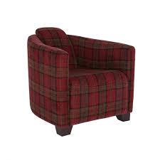 An executive chair that stands out as sophisticated, yet supportive for long days in the office. Tartan Tub Chair Check Fabric Tub Chair Curiosity Interiors