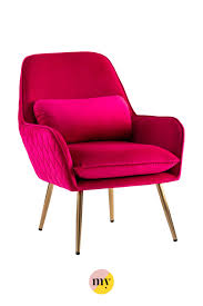 Product titleleisuremod modern dining chair cushion pads in pink. Watson Lounge Chair Hot Pink Velvet Lounge Chair Lounge Chair Bedroom Contemporary Lounge Chair