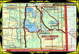 Map Of Roscommon County Michigan Including St Helen Houghton Lake Higgins Lake Prudenville Roscommon Houghton Lake Michigan Roscommon