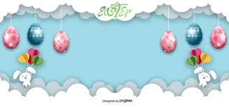 سماء زرقاء و غيمة بيضاء كرتون ستيريو بيض عيد الفصح الأرنب الخلفية السماء الزرقاء غيوم بيضاء كرتون صورة الخلفية للتحميل مجانا