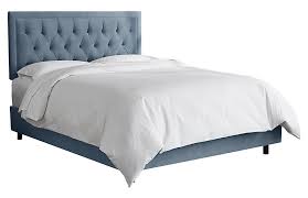 Alix Bed Steel Blue Velvet Cal King In 2020 Tufted Bed Velvet Bed Headboards For Beds