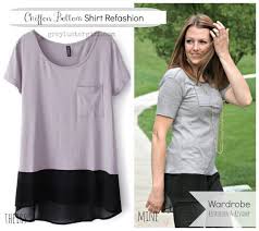 Chiffon Bottom Shirt Refashion Tutorial Sewing Womens Shirt Refashion Refashion Clothes Upcycle Clothes