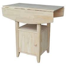 Bar Height Dual Drop Leaf Bistro Table Unfinished International Concepts Dining Table In Kitchen Dining Table Solid Wood Dining Table