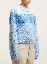 Ganni Wool Julliard Mohair Chunky Knit Sweater In Blue Lyst