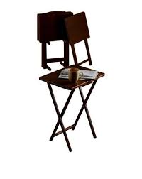 Tray Table Set Tv Dinner 5 Piece Foldable Wood Storage Rack Living Room Couch Mainstays Tray Table Folding Tv Trays Tv Tray Table