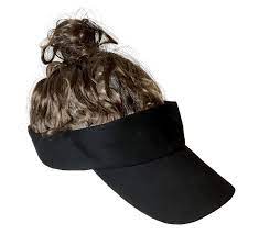 This Ain T Your Grandpa S Ponytail The Funny Man Bun Visor Is A Realistic Looking Man Bun Built Into An Adjustable Black Cotton Vis Brown Wig Man Bun Wigs Red