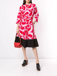 Marni Printed Midi Dress Pink Red The Urge Us Pink Midi Dress Dresses Printed Midi Dress