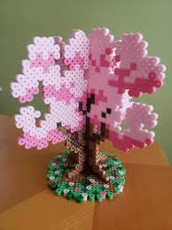 Cherry Blossom Tree With Stand My First 3d Piece Perler Bead Templates 3d Perler Bead Perler Bead Art