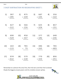Subtraction with regrouping worksheets 3. Three Digit Subtraction Without Regrouping Worksheets