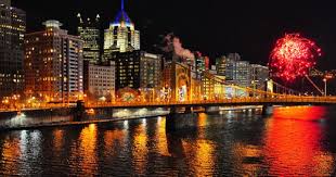 Dahntahn In Less Red Light Up Night Pittsburgh City New York Travel Beautiful Places