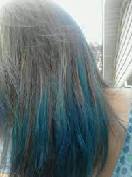 Blue And Teal The Blue Color Is Mixed Berry Kool Aid And The Teal Color Is 1 Grape Packet With 1 Mixed Berry Pack Dip Dye Hair Kool Aid Hair Kool