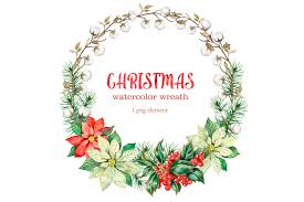 Download Watercolor Christmas Wreath Poinsettia Graphic By Evartprint Creative Fabrica SVG Cut Files