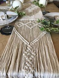 Macrame Table Runner Handmade Wedding Decor Boho Chic Aztec Bohemian Cotton Yarn Tapestry Weave Crochet Made To Order Macrame Table Runner Handmade Table Runner Lace Table Runners