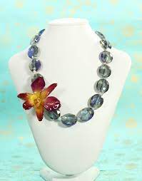 Orchid Flower Jewelry Real Orchid Necklace Handmade Gifts Devi Co Orchid Necklace Flower Jewellery Handmade Necklaces