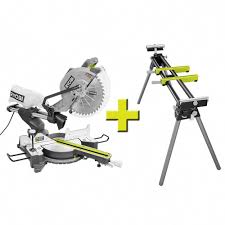 Ryobi 15 Amp 12 In Sliding Miter Saw With Laser And Free Stand Tss120l Rms10g The Home Depot T Woodworking Saws Sliding Mitre Saw Antique Woodworking Tools