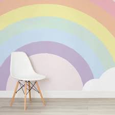 Kids Pastel Rainbow Wallpaper Mural Hovia Girls Rainbow Bedroom Rainbow Bedroom Rainbow Room Kids
