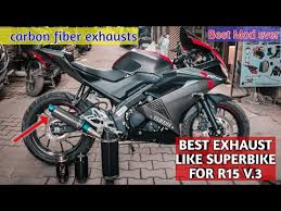 It come in two different colors, one with a combo of red and metallic grey and the other with combo of black. Best Exhaust For Yamaha R15 V 3 Superbike Sound Motovlog Youtube