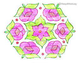 Rose Kolam With Interlaced Dots Rangoli Designs With Dots Flower Pattern Design Kolam Designs