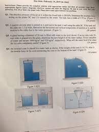 A circular plate of radius r feet is submerged vertically in a tank of fluid that weighs w pounds per cubic foot. Help With Q2 A Quarter Circular Plate Is Pinned At A Chegg Com