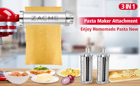 2.7 vonshef 3 in 1 stainless steel pasta roller maker machine with 3. Amazon Com Pasta Maker Attachment Zacme Stainless Steel Pasta Cutter Attachments For Kitchenaid Stand Mixers Including Durable Spaghetti Cutter Fettuccine Cutter And Cleaning Brush 2 Pack Silver Kitchen Dining