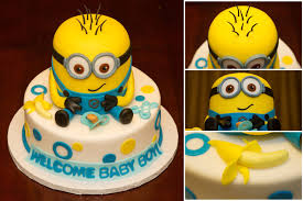 Pin By Ohana Bake Shop On Custom Cakes Minion Baby Shower Minion Baby Baby Shower