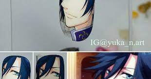 2017 oct 過去セルフネイルをチップにする作業part2 トキヤ ジョジョばかりで久々のうたプリ チップ大きかったので意識して高さ合わせたらドアップに でかい カーブとあいまってたれ目に見える この後ホロでキラキラ 実際他4本の