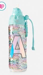 Pastel Flip Sequin Initial Sleeved Water Bottle Water Bottle Bottle Cute Water Bottles