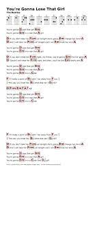 You Re Gonna Lose That Girl The Beatles Guitar Chords And Lyrics Great Song Lyrics Easy Ukulele Songs