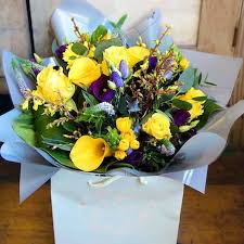 Bloom Magic Flower Delivery Ireland This Bouquet Offers Sunny Yellow And Rich Purple F Get Well Flowers Summer Flower Arrangements Same Day Flower Delivery