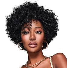 Kim Kimble Aniyah Sassy Coiled Curls Chin-Length Wig, Average Cap, MC1  Caviar
