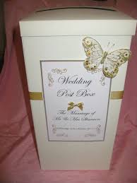 Ivory Post Box Wedding Cards With Gold Ribbon Butterfly Personalised Label Card Box Wedding Wedding Post Box Wedding Card Post Box