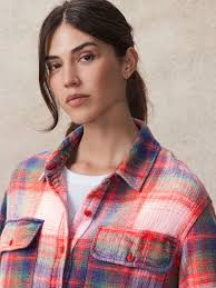 Buy Pink Checked 100% Cotton Long Sleeve Frayed Hem Shacket from Next  Luxembourg