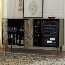 Rioja Herringbone Credenza With Wine Refrigerator Wine Credenza Wine Furniture Wine Refrigerator