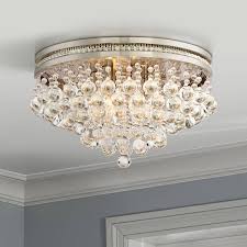 Made of iron, copper, and crystal. Crystal Ceiling Lights Bedroom Dining Room Crystal Close To Ceiling Fixtures Lamps Plus