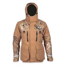 Striker Ice Mens Climate Insulated Waterproof Ice Fishing Jacket With Sureflote Brown Camo