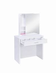 Pink silver white glam hollywood makeup vanity room chic sheer white curtains chandelier. Glam White Makeup Vanity And Stool Elevated Furniture