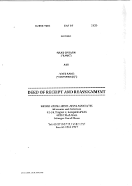 A deed of assignment is a legal agreement between the assignor and assignee about ownership of a land.click the deed of assignment for land has to be recorded in the land registry to show legal proof and to bring to the notice of everyone that the property has been transferred from the seller to the buyer. Dah Selesai Membuat Azlina Abdul Aziz And Associates Facebook