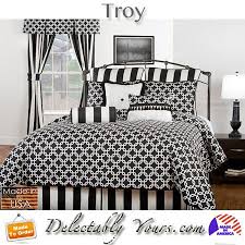 Black And White Striped Bed Skirt Troy Black White And Grey Bedding Collection Combines A Contemporary Geometric Circle Pattern Against A Comforter Sets Grey And White Bedding White Comforter