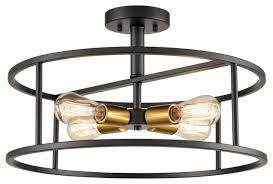 Livex lighting tashia 1 light brushed nickel ceiling semi. Industrial Metal Cage Drum Semi Flush Kitchen Ceiling Lights Industrial Flush Mount Ceiling Lighting By Ecopower Light Llc Houzz