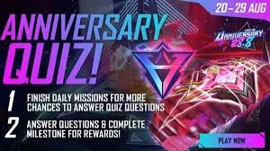 Free Fire 4th Anniversary Quiz Answers 24th August 2021 In 2021 4th Anniversary Quiz Answers