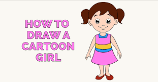 Draw a small rectangle on the left corner of the hair, and then draw a funny s shaped curve around the back of the head. How To Draw A Cartoon Girl In A Few Easy Steps Easy Drawing Guides