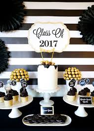 Black And Gold Graduation Decorations Bold Black And Gold Graduation Party Ideas Pretty My Party Gold Graduation Party Graduation Party Table Graduation Party