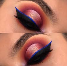 Red Black And Blue Eyeshadow Looks Orange Pink Eye Shadow Look Black And Blue Winged Liner Spotlight Eye Bold Eye Look Pin Amerishab Makeup For Green Eyes Makeup Eyeshadow For Green Eyes