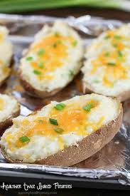 Serve with spinach and you have a healthy meal in roughly 30 minutes. Healthy Twice Baked Potatoes Yummy Healthy Easy
